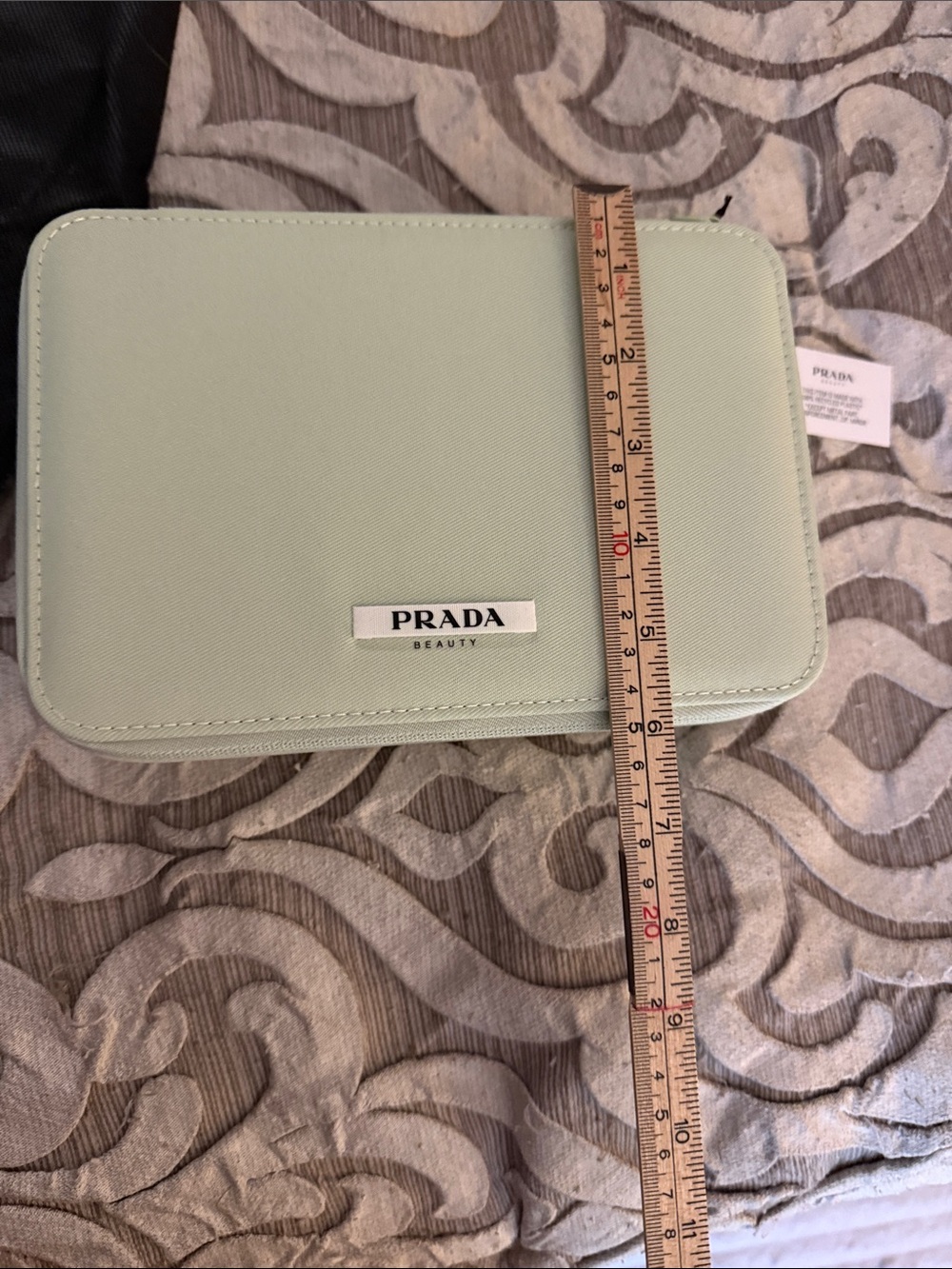 Prada Cosmetic Case in Black with Light Green Trim with 3 ๐ $ mirror - Picture 8 of 10